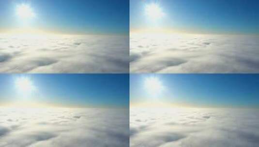 在晴朗的日子里在云层上空飞翔高清在线视频素材下载