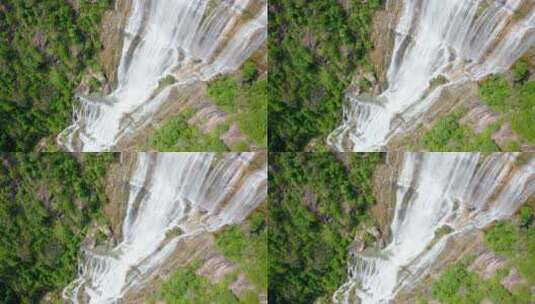 航拍天台著名景点山大瀑布风景区自然景观高清在线视频素材下载