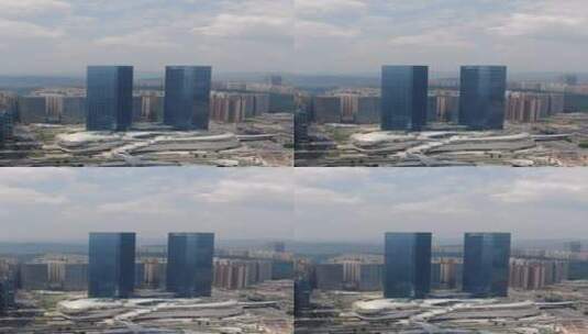 航拍贵阳城市高楼建筑蓝天白云竖屏高清在线视频素材下载