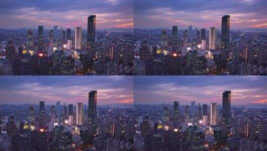 南京新街口夜景航拍高清在线视频素材下载
