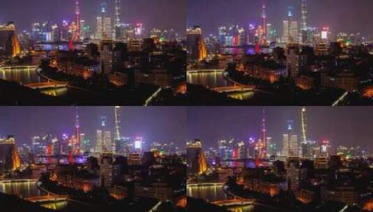 五彩斑斓的上海城市夜景高清在线视频素材下载