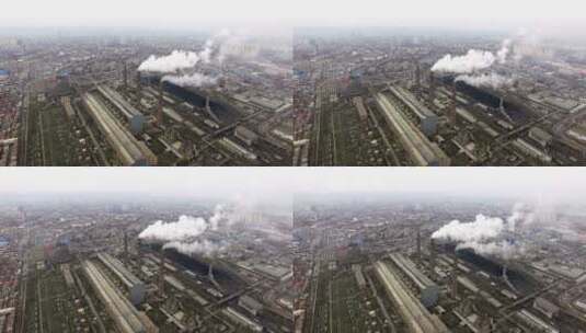 从工厂塔楼冒出的蒸汽高清在线视频素材下载