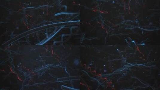 深色的DNA链条内部空间漫游三维渲染镜头高清在线视频素材下载