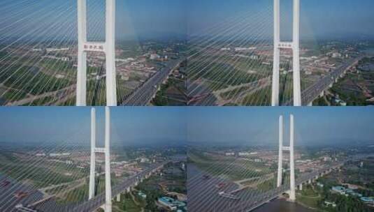 湖南岳阳城市风光航拍荆岳大桥高清在线视频素材下载