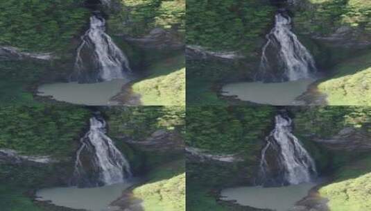 旅游景区湖南大龙洞瀑布竖屏航拍高清在线视频素材下载