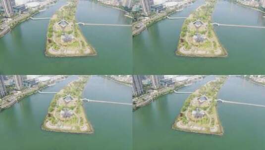 城市航拍梅溪湖节庆岛高清在线视频素材下载