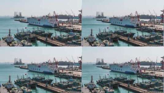 码头客运船离港延时高清在线视频素材下载