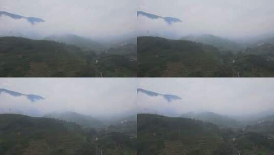 航拍乡间雨雾云雾山野山峰风景大景高清在线视频素材下载