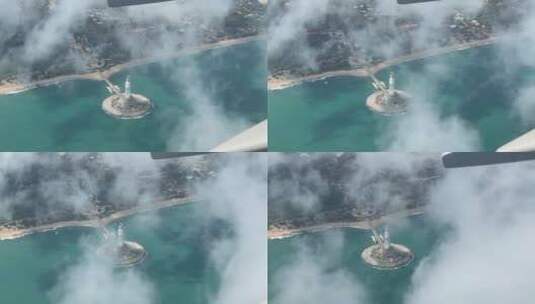 南海观音三亚，空中飞机上视角_7562高清在线视频素材下载