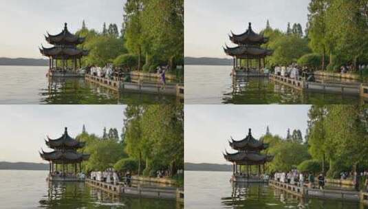 杭州西湖边的人文景观高清在线视频素材下载