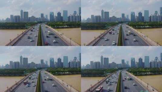 航拍广州大桥高清在线视频素材下载