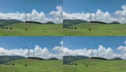 航拍山西高山草甸新能源风电4K50帧高清在线视频素材下载