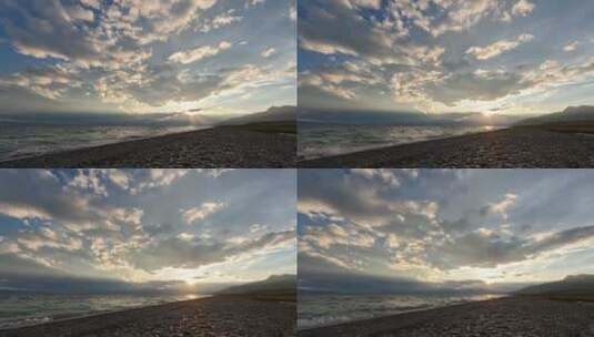 落日沙滩海边延时摄影高清素材高清在线视频素材下载