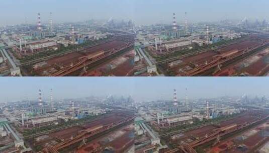 中国工业发展航拍上海罗泾矿石码头工厂高清在线视频素材下载