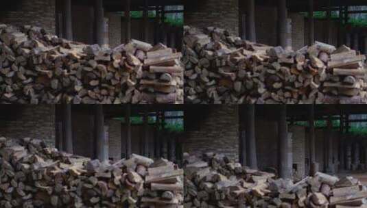 陶瓷烧制用的木材高清在线视频素材下载
