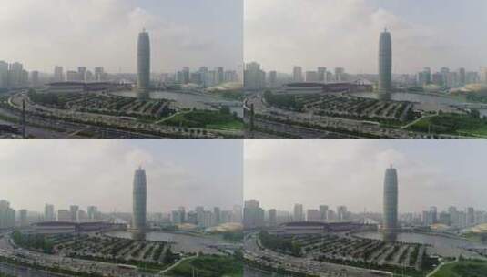 【4K】航拍郑州东区CBD玉米楼高清在线视频素材下载