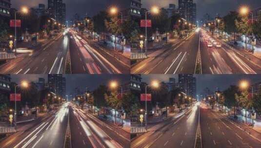都市城市夜景车流交通延时高清在线视频素材下载