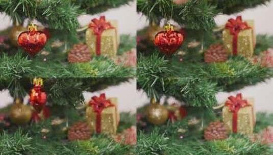 塑料树上的圣诞装饰品高清在线视频素材下载
