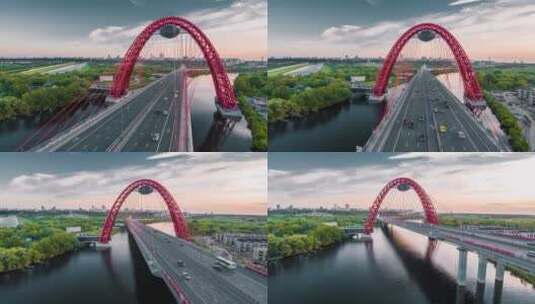 风景如画的莫斯科大桥高清在线视频素材下载