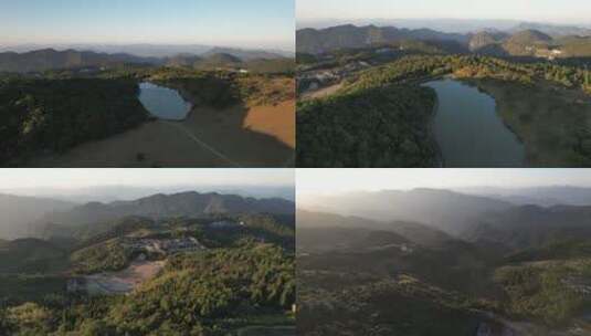航拍自然福州云顶天池景区山川风光日落高清在线视频素材下载