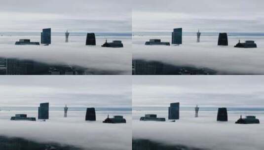 城市建筑航拍，沦陷在这美丽的云层里高清在线视频素材下载