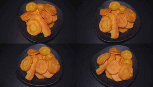 胡萝卜片红萝卜干冻干脱水蔬菜片高清在线视频素材下载