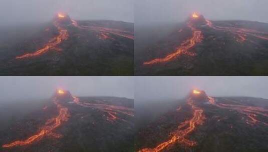 航拍火山和岩浆高清在线视频素材下载