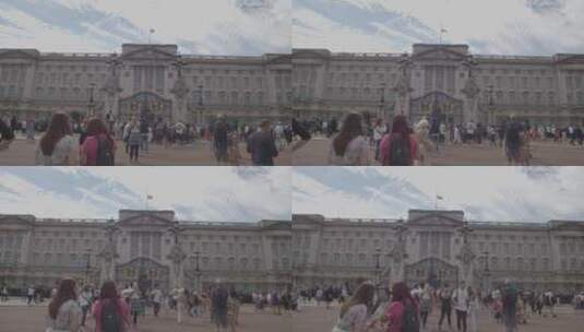伦敦白金汉宫外散步人群的大镜头高清在线视频素材下载