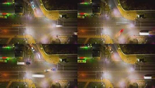 城市十字路口交通的俯视图高清在线视频素材下载
