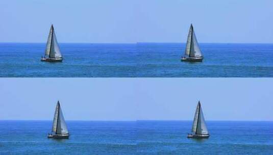 帆船在海洋中行驶高清在线视频素材下载