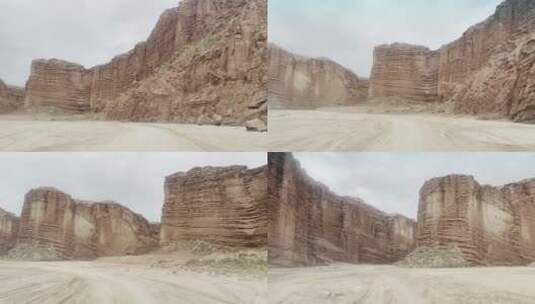 新疆阿克苏大峡谷丹霞地貌开车拍摄视频高清在线视频素材下载