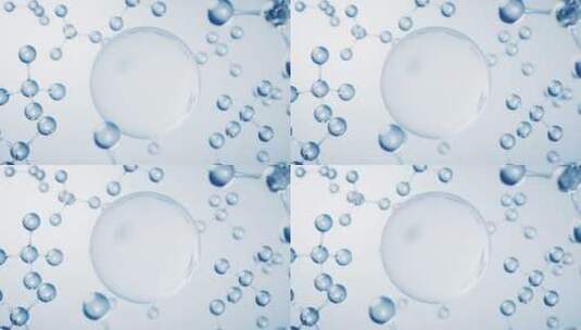 透明气泡与生物科技分子背景3D渲染高清在线视频素材下载