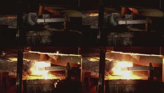 工业钢厂烧红的金属高清在线视频素材下载