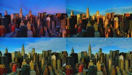 纽约高楼城市清晨日出延时摄影高清在线视频素材下载