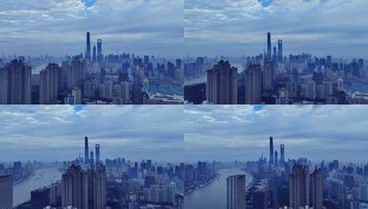 上海三件套航拍高清在线视频素材下载