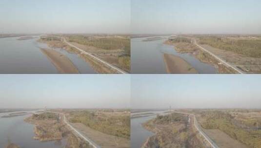 秋季的黄河河道高清在线视频素材下载