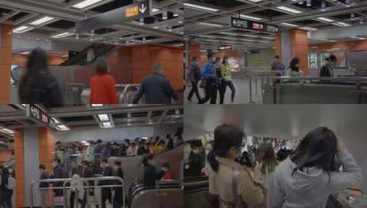 2023广州地铁人挤人白领上下班合集高清在线视频素材下载