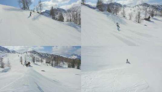 在高空跳跃的滑雪运动员高清在线视频素材下载