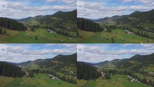 罗马尼亚布科维纳的Ciocanesti村，鸟瞰图高清在线视频素材下载