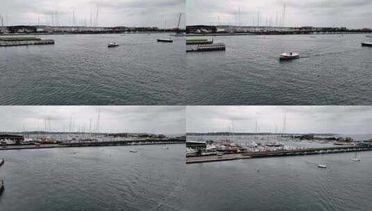 航拍海港风景高清在线视频素材下载