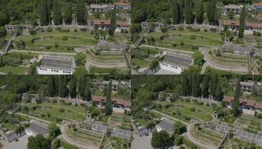 克罗地亚奥帕蒂亚历史悠久的美国花园公园鸟瞰图。高清在线视频素材下载