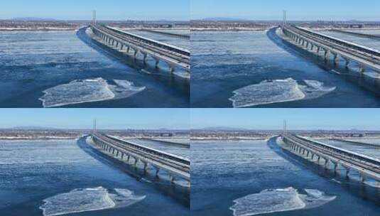 延时拍摄大海和桥高清在线视频素材下载