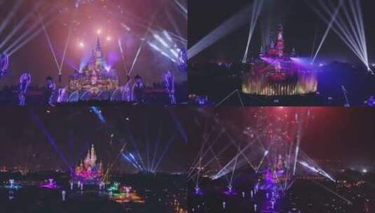 上海迪士尼乐园灯光秀高清在线视频素材下载