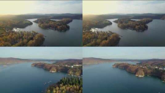 航拍秋天美丽的河流高清在线视频素材下载
