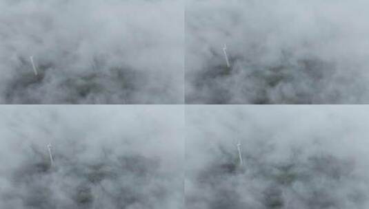 风力发电厂云雾高清在线视频素材下载