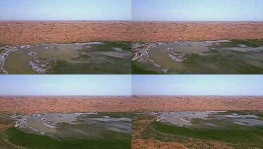 沙漠湖泊湿地沙漠生态水资源高清在线视频素材下载