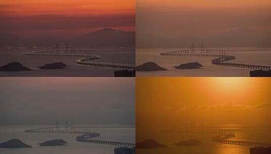 【4K】珠海拍摄港珠澳大桥日出延时高清在线视频素材下载