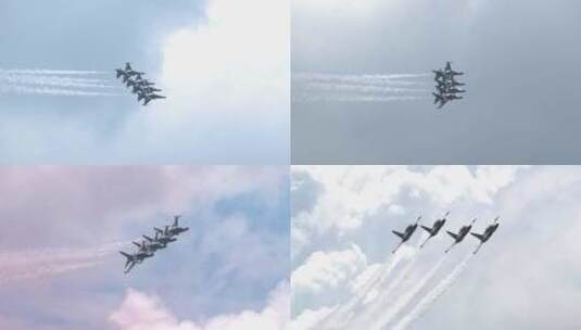 稳定：兰卡威航展韩国黑鹰表演队T-50教练机高清在线视频素材下载