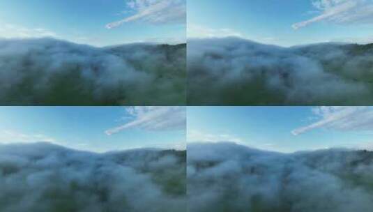 航拍山脉森林云雾高清在线视频素材下载