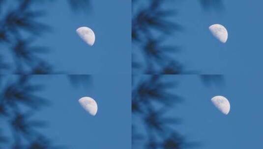 月亮半月空镜头高清在线视频素材下载